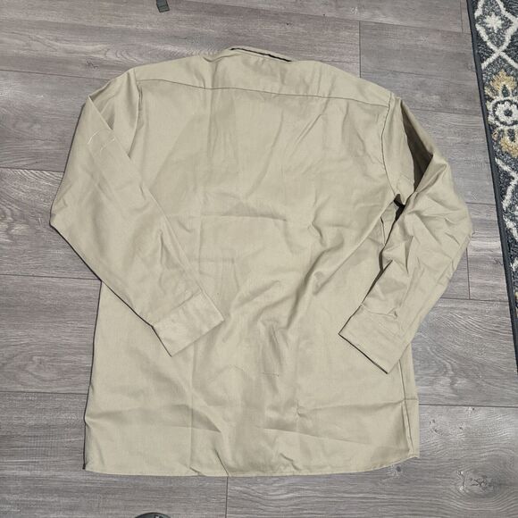 Dickies Men classic authentic workwear Beige Button Up With Long Sleeves|Size:M - Picture 4 of 5